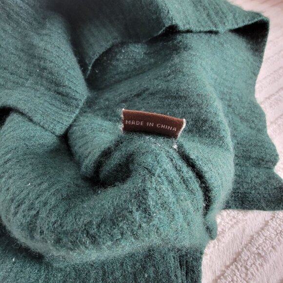 J.McLaughlin Womens Green V-Neck Ribbed Cashmere Wool Blend Sweater Size Medium - Picture 5 of 8